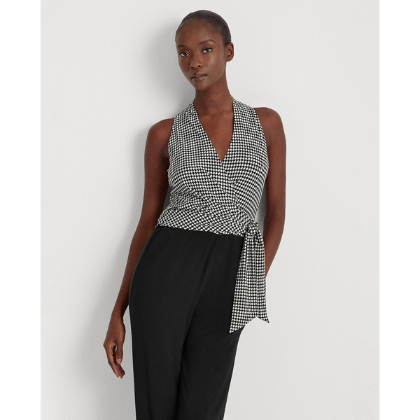 Black/Colonial Cream Houndstooth Surplice Jumpsuit Lauren 4