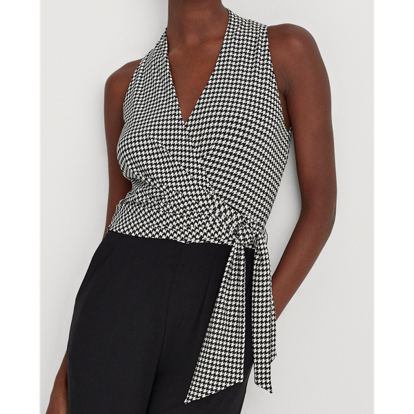 Black/Colonial Cream Houndstooth Surplice Jumpsuit Lauren 6