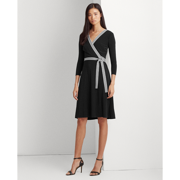 Black Surplice Jersey Dress Lauren 4