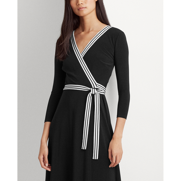 Black Surplice Jersey Dress Lauren 6