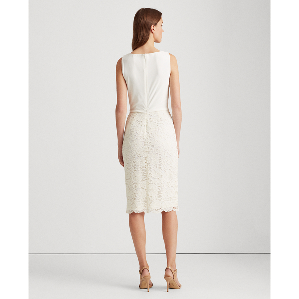Matte Ivory Lace Cowlneck Cocktail Dress Lauren 5