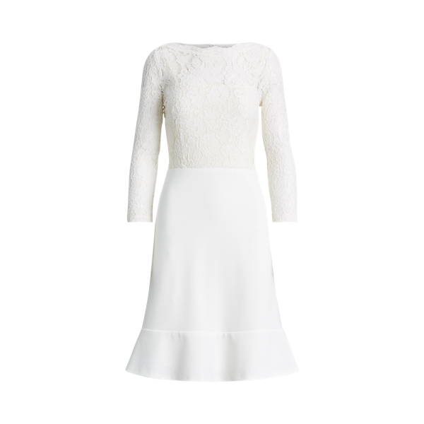 Jersey-Lace Boatneck Dress