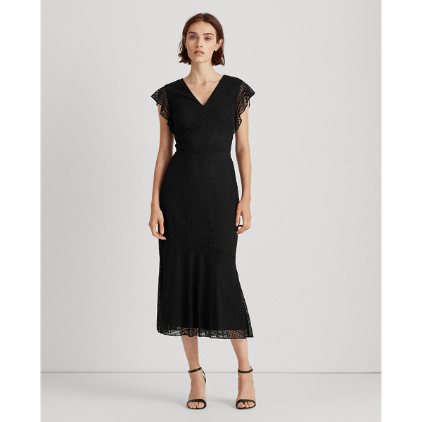 Black Lace Flutter-Sleeve Dress Lauren 4