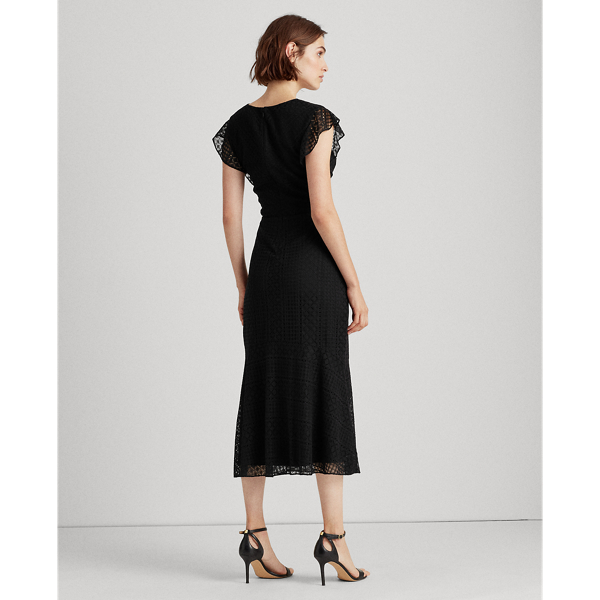 Black Lace Flutter-Sleeve Dress Lauren 5