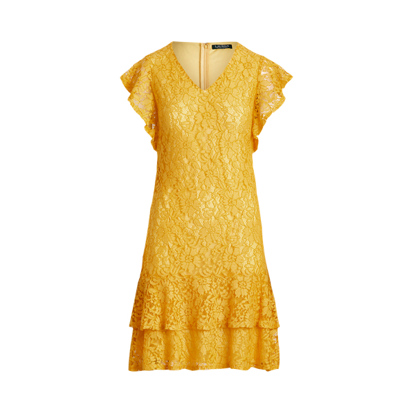 Ruffle-Trim Lace Shift Dress Lauren 1