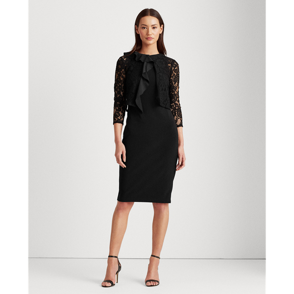 Black Ruffle-Trim Lace Cardigan Lauren 3