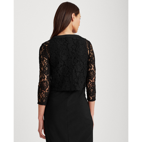 Black Ruffle-Trim Lace Cardigan Lauren 4