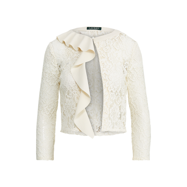Ruffle-Trim Lace Cardigan Lauren em 1