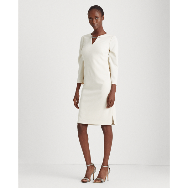 Matte Ivory Crepe Bell-Sleeve Dress Lauren 4