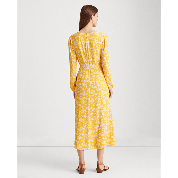 True Marigold/Colonial Cr Georgette Puff-Sleeve Dress Lauren 5