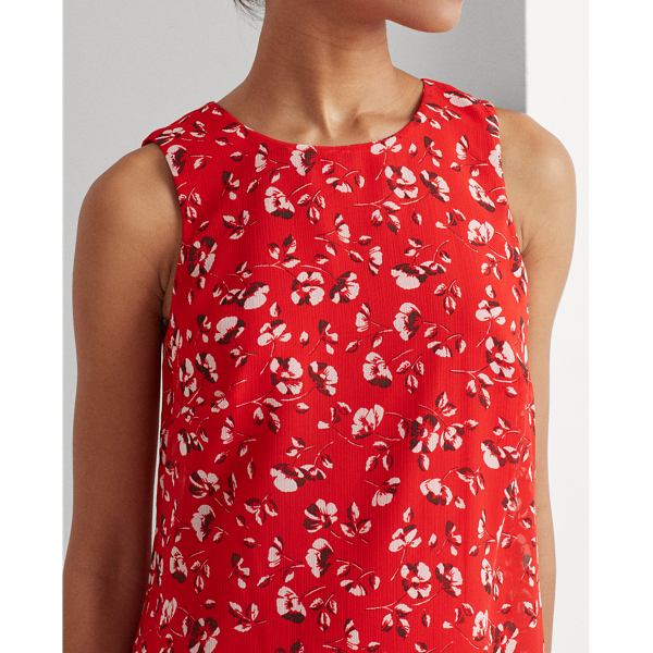 Persimmon/Charcoal/Multi Floral Georgette Shift Dress Lauren 6