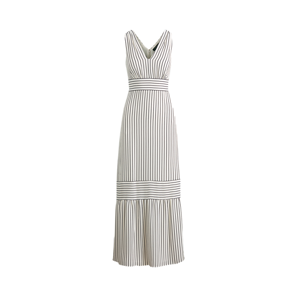 Robe en cr&ecirc;pe ray&eacute;e &agrave; volants Lauren en 1