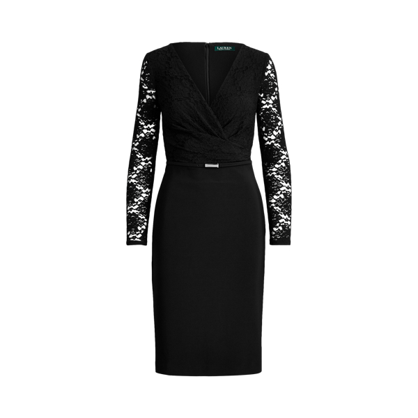 Jersey-Lace Surplice Dress Lauren em 1