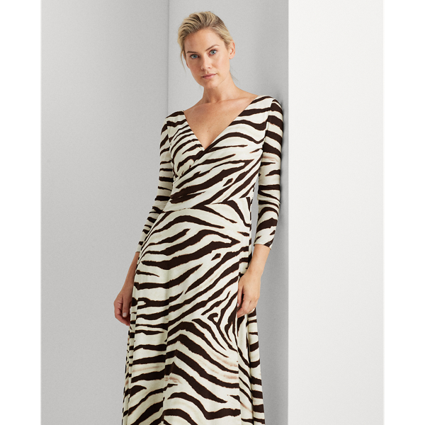 Cream/Brown/Multi Print Jersey Dress Lauren 3