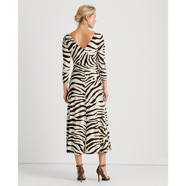 Cream/Brown/Multi Print Jersey Dress Lauren 4