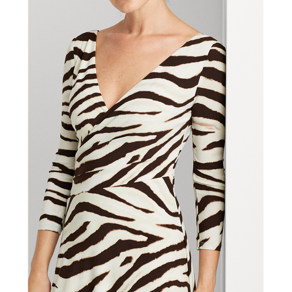 Cream/Brown/Multi Print Jersey Dress Lauren 5