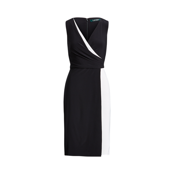 Two-Tone Surplice Dress Lauren Petite em 1