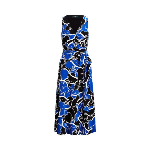 Print Tie-Waist Midi Dress Lauren Petite 1