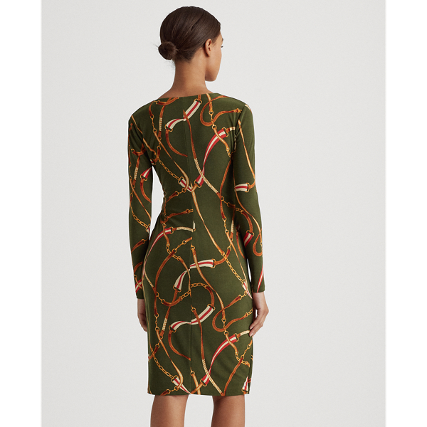 Oliva/Red/Multi Print Wrap-Style Dress Lauren Petite 4