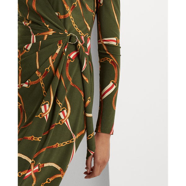 Oliva/Red/Multi Print Wrap-Style Dress Lauren Petite 5