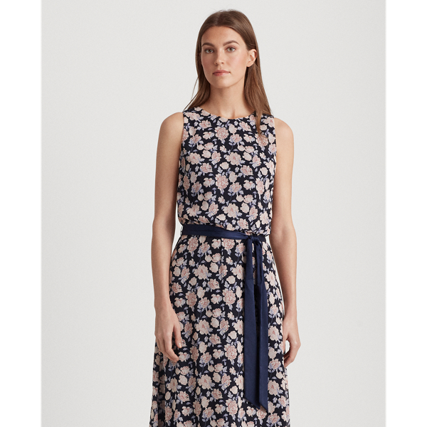 Navy/Pink/Multi Floral Georgette Dress Lauren Petite 3