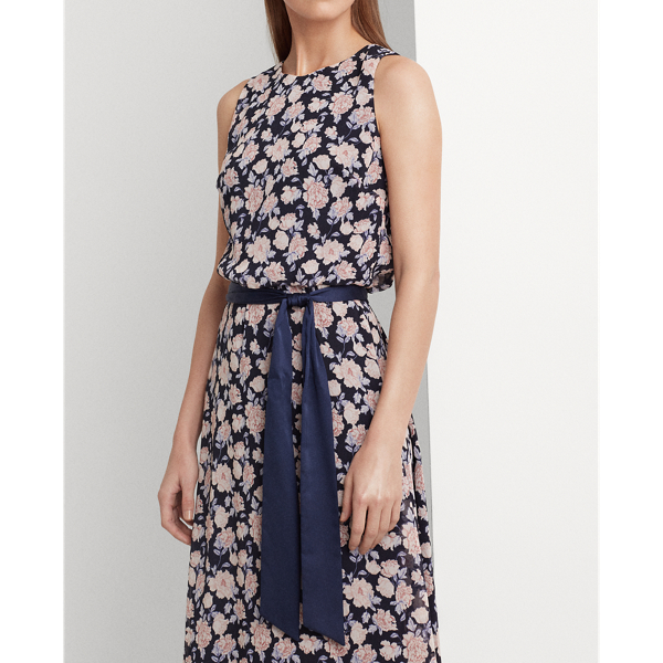 Navy/Pink/Multi Floral Georgette Dress Lauren Petite 5