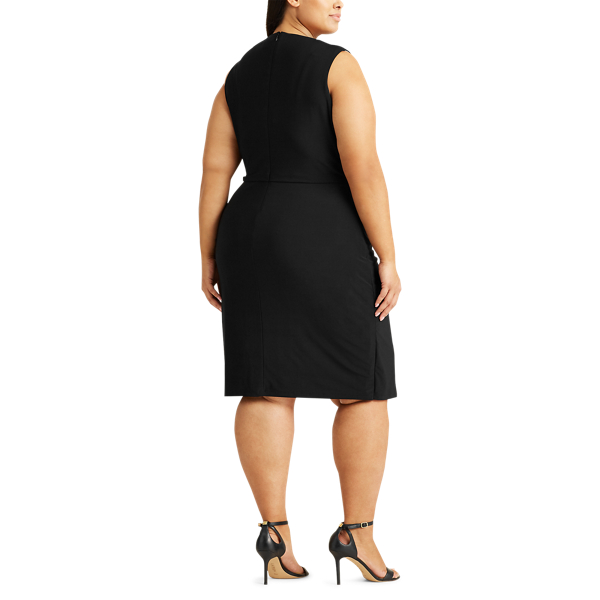 Black/Lauren White Two-Tone Surplice Dress Lauren Woman 5