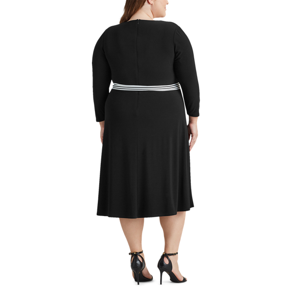 Black Matte Jersey Wrap-Style Dress Lauren Woman 5