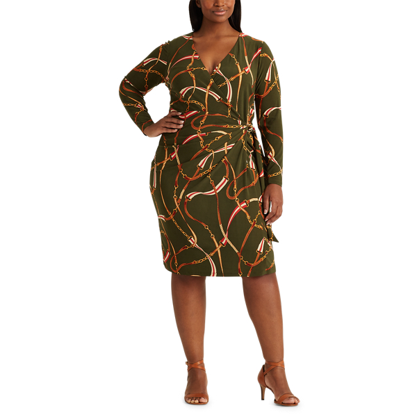 Oliva/Red/Multi Print Wrap-Style Dress Lauren Woman 3