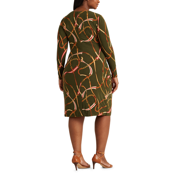 Oliva/Red/Multi Print Wrap-Style Dress Lauren Woman 5