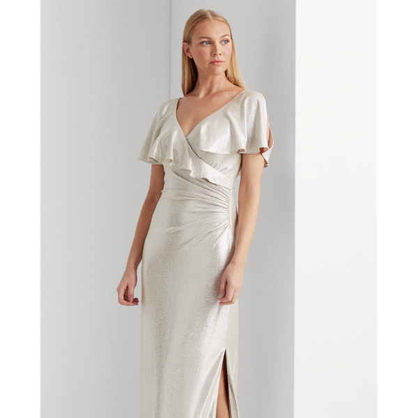 Champagne/Silver Metallic Surplice Gown Lauren 4