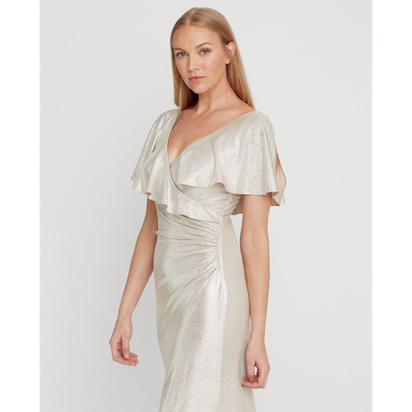Champagne/Silver Metallic Surplice Gown Lauren 6