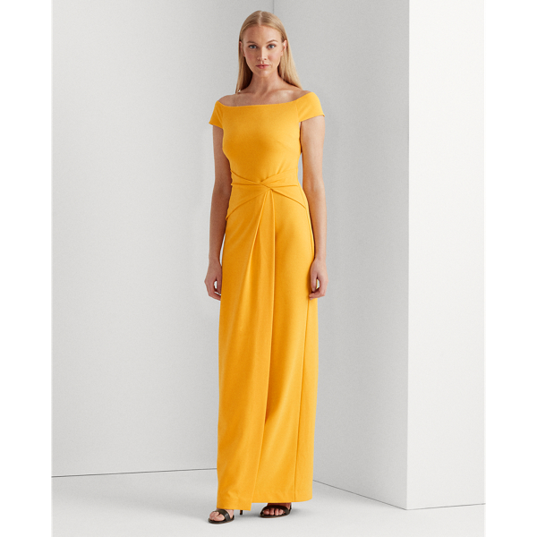 True Marigold Crepe Off-the-Shoulder Dress Lauren 4