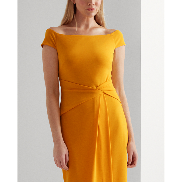 True Marigold Crepe Off-the-Shoulder Dress Lauren 6