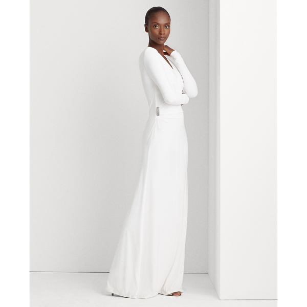 Lauren White Pleated Matte Jersey Gown Lauren 4