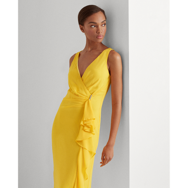 True Marigold Ruffle-Trim Georgette Gown Lauren 1