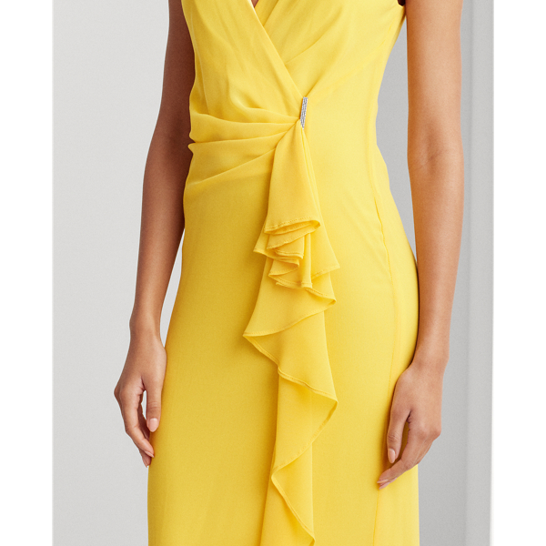 True Marigold Ruffle-Trim Georgette Gown Lauren 6