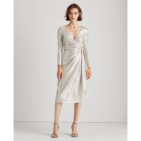 Champagne/Silver Metallic Surplice Dress Lauren 4