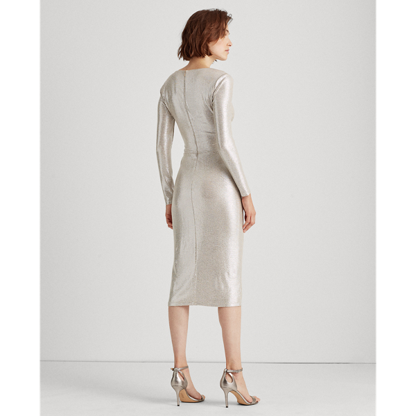 Champagne/Silver Metallic Surplice Dress Lauren 5