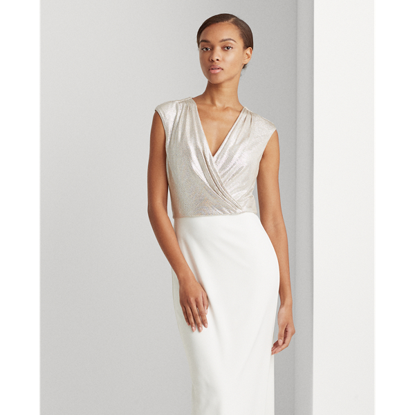 Ivory/Champagne/Silver Two-Tone Jersey Gown Lauren 4