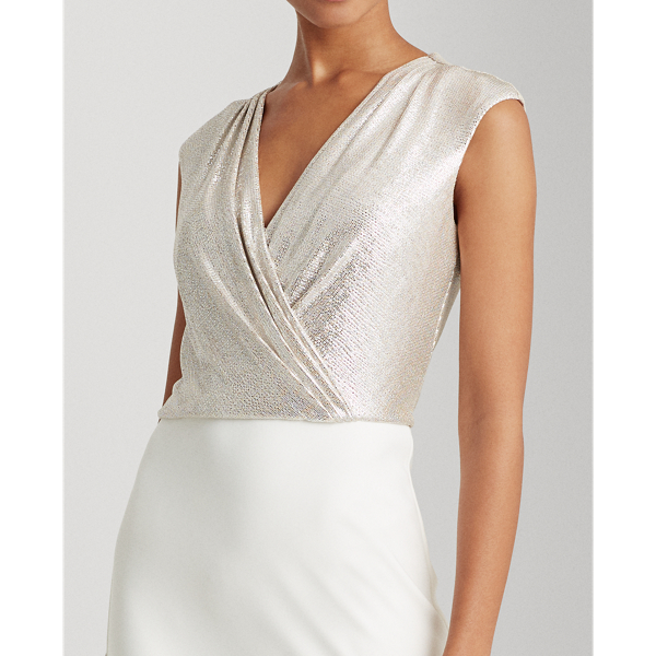 Ivory/Champagne/Silver Two-Tone Jersey Gown Lauren 6