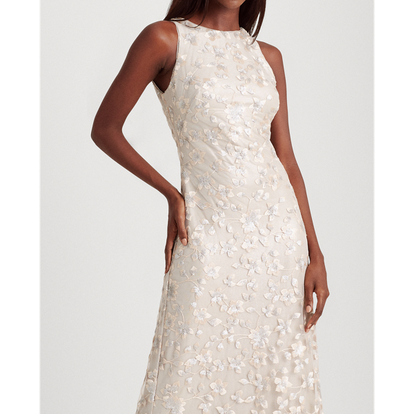 Belle Rose/Silver Sequin-Floral Sleeveless Gown Lauren 5