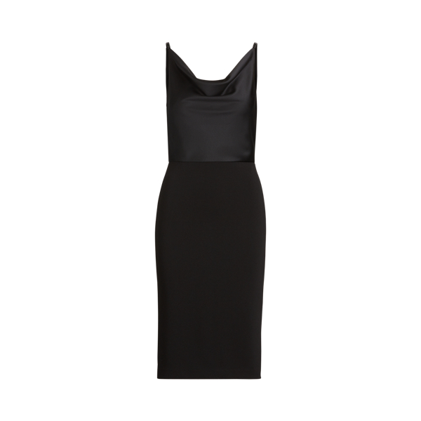 Satin-Crepe Cowlneck Dress