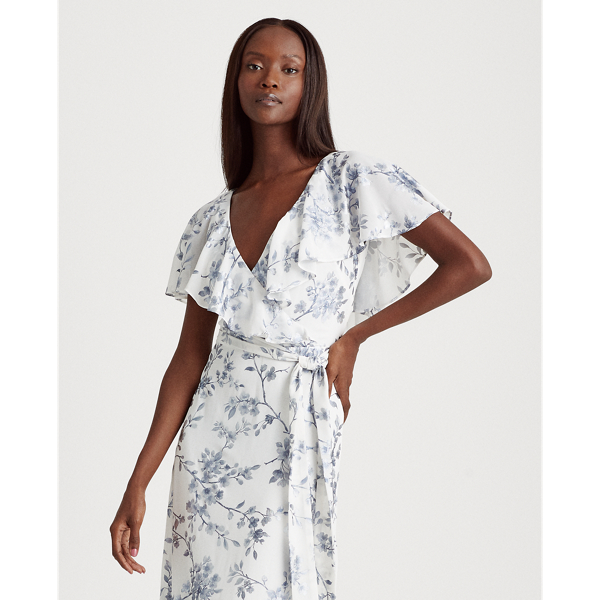 Lauren White/Silver Georgette Cape Dress Lauren 4