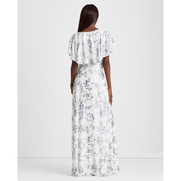 Lauren White/Silver Georgette Cape Dress Lauren 5