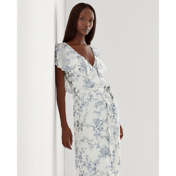 Lauren White/Silver Georgette Cape Dress Lauren 6