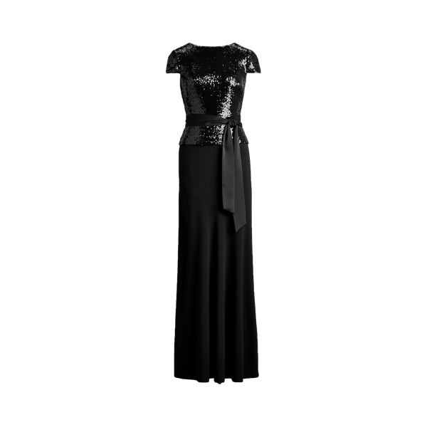 Sequined Peplum Gown