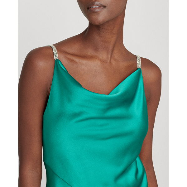Malachite Satin Cowlneck Gown Lauren 4