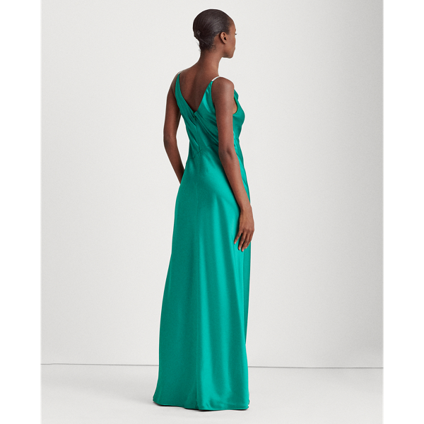 Malachite Satin Cowlneck Gown Lauren 5
