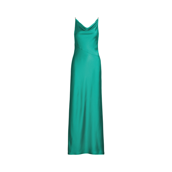 Vestido largo de sat&eacute;n con cuello drapeado Lauren en 1